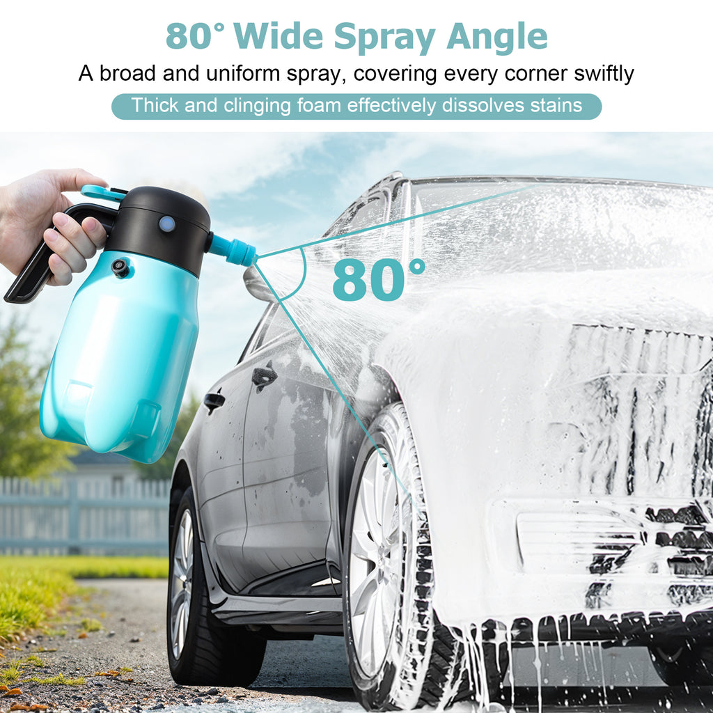 VAXMAY 68oz/2L Electric Foam Sprayer, 60PSI Battery Powered Car Foam Sprayer with 2 Adjustable Nozzles, Rechargeable Cordless Foaming Spray for Car Wash Detailing Garden