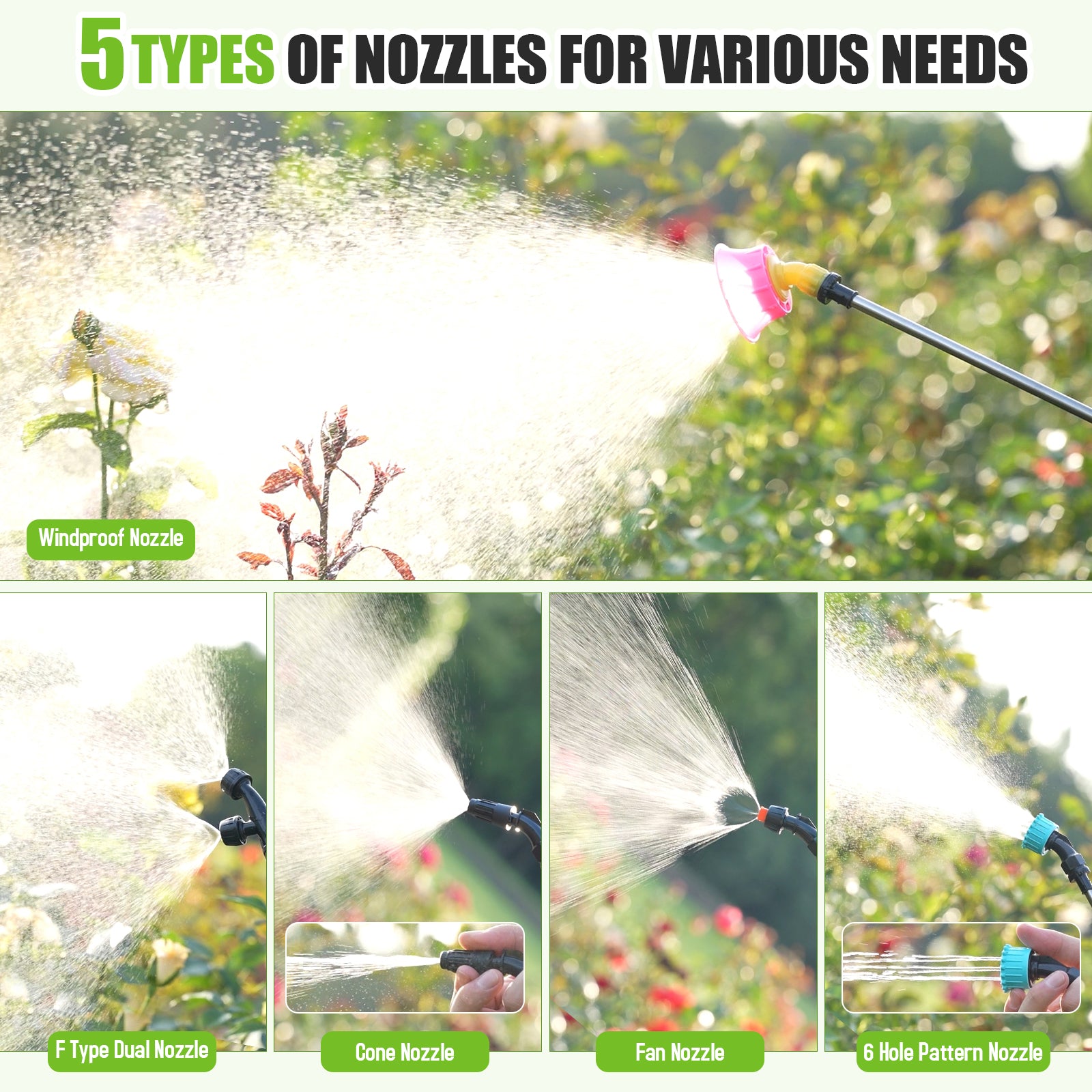 Backpack Sprayer Battery Powered 2.6 Gallon, Electric Garden Sprayer with 3 Adjustable Forces, Battery Indicator, 5 Mist Nozzles, 41" Retractable Wand, Rechargeable Weed Sprayer for Garden Lawn Yard