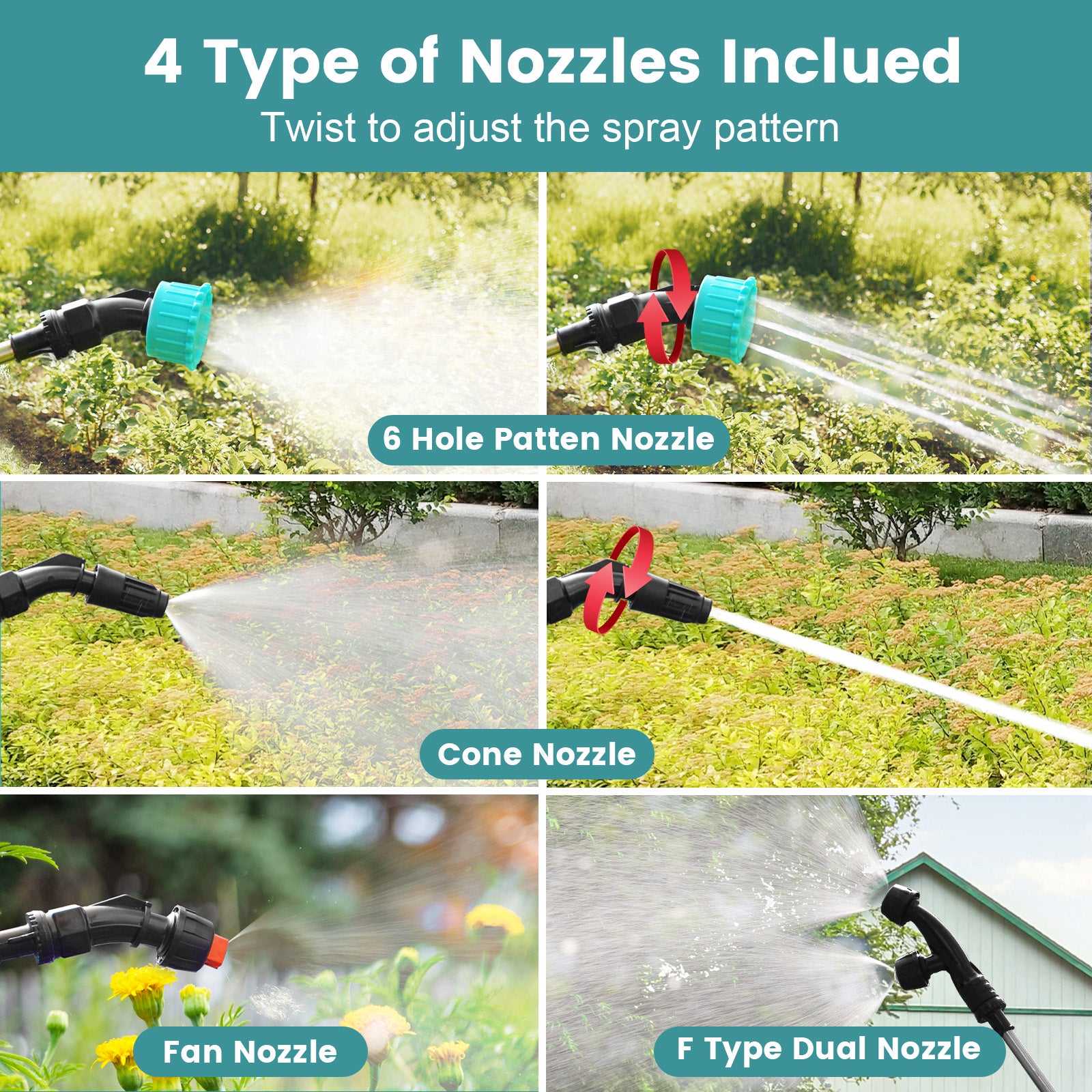 Battery Powered Sprayer 2 Gallon, 2025 Upgrade Electric Sprayer with 3 Adjustable Speed, Battery Indicator, 4 Mist Nozzles, Rechargeable Retractable Wand with Adjustable Shoulder Strap for Lawn Garden