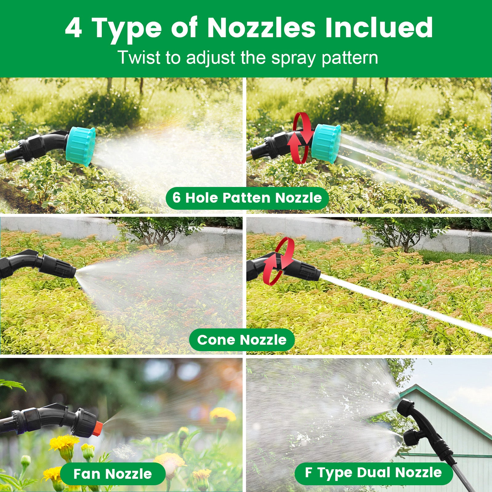 Battery Powered Sprayer 2 Gallon, 2025 Upgrade Electric Sprayer with 3 Adjustable Speed, Battery Indicator, 4 Mist Nozzles, Rechargeable Retractable Wand with Adjustable Shoulder Strap for Lawn Garden