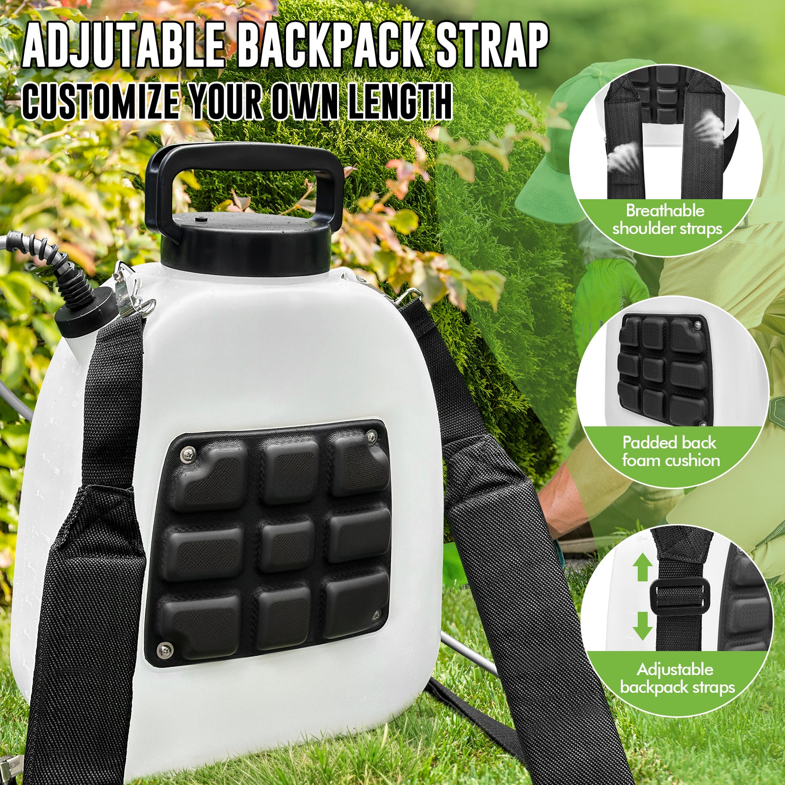 Battery Powered Sprayer 3.2 Gallon, VAXMAY Backpack Sprayer with 3 Adjustable Speeds, Battery Indicator, 5 Mist Nozzles, 41" Retractable Wand, USB Rechargeable Weed Sprayer for Lawn Garden Yard
