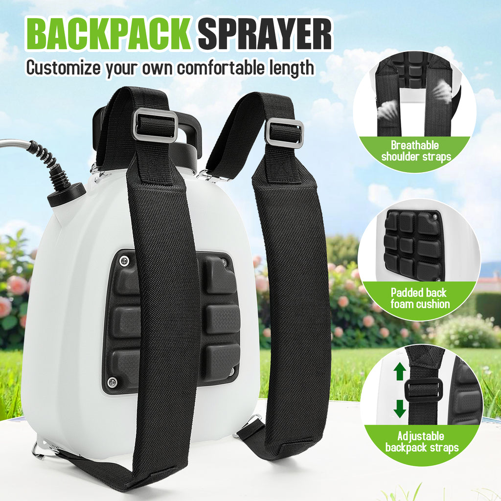 Backpack Sprayer Battery Powered 2.6 Gallon, Electric Garden Sprayer with 3 Adjustable Forces, Battery Indicator, 5 Mist Nozzles, 41" Retractable Wand, Rechargeable Weed Sprayer for Garden Lawn Yard