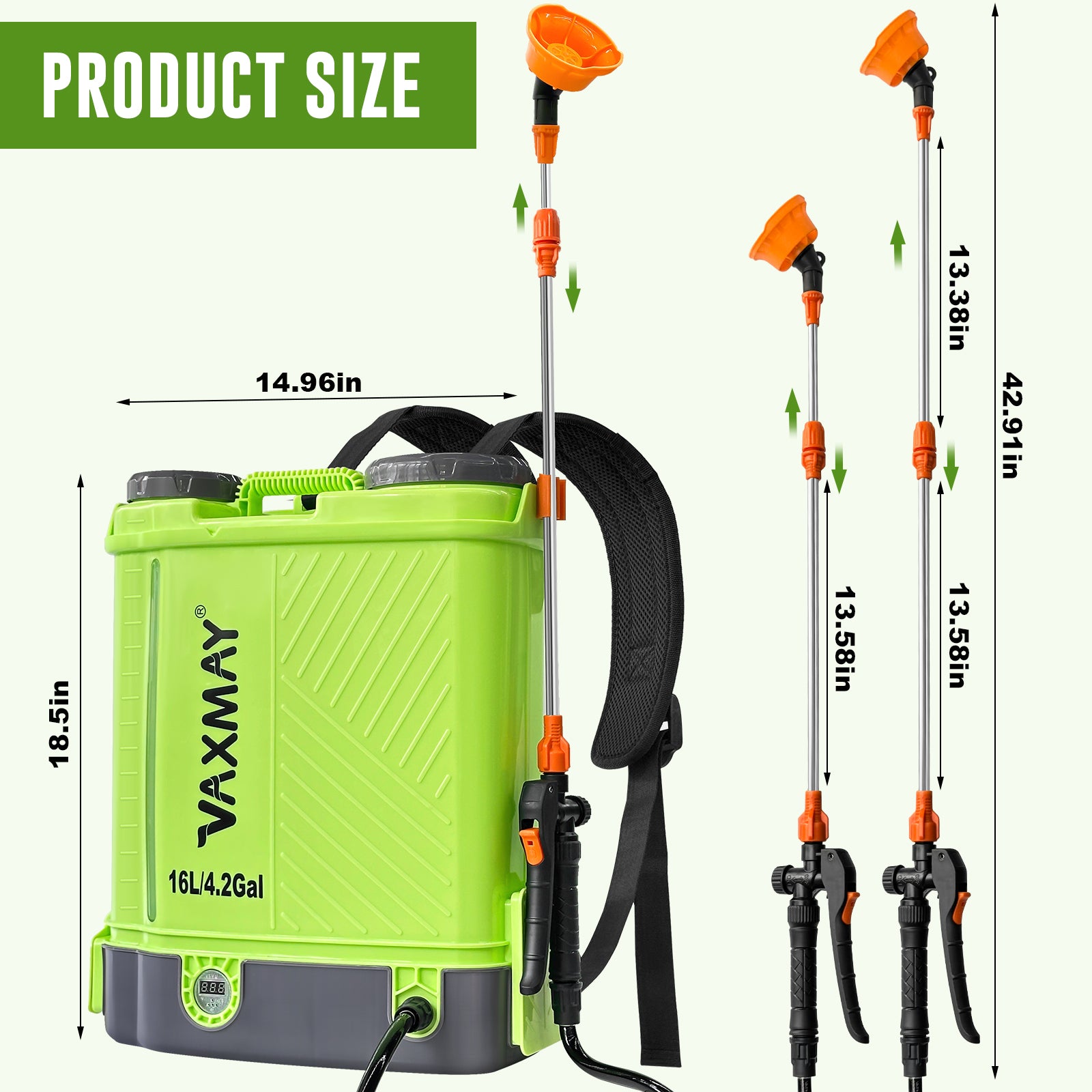 Battery Powered Backpack Sprayer 4 Gallon, VAXMAY 100 PSI Electric Graden Sprayer Works with Makita 18V Battery, Weed Yard Sprayer with Telescopic Wand, 5 Nozzles, 2.6 Ah Battery & Charger Included